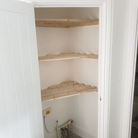 Airing cupboard shelving, shelving bespoke, slotted shelving. Bespoke shelf, storage cupboard shelf
